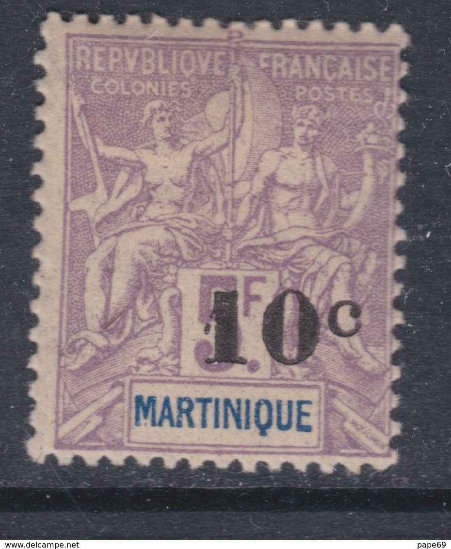 Martinique N° 53 X Type Col. Françaises Surchargé : 10 C. Sur 5 F. Lilas Trace De Charnière Sinon TB - Neufs