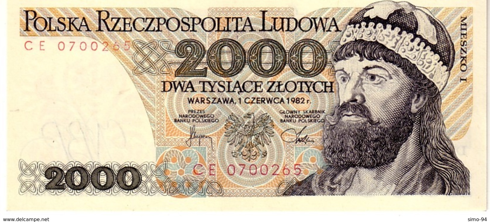 Poland P.147c 2000 Zlotych 1982  Unc - Polonia