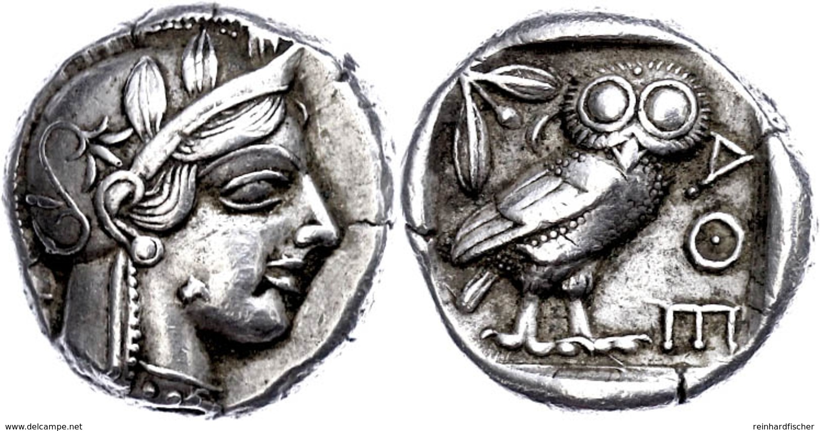 Athen, Tetradrachme (17,20g), 449-404 V. Chr. Av. Athenakopf Mit Attischem Helm Geschmückt Mit Drei Olivenblätter Und Pa - Altri & Non Classificati