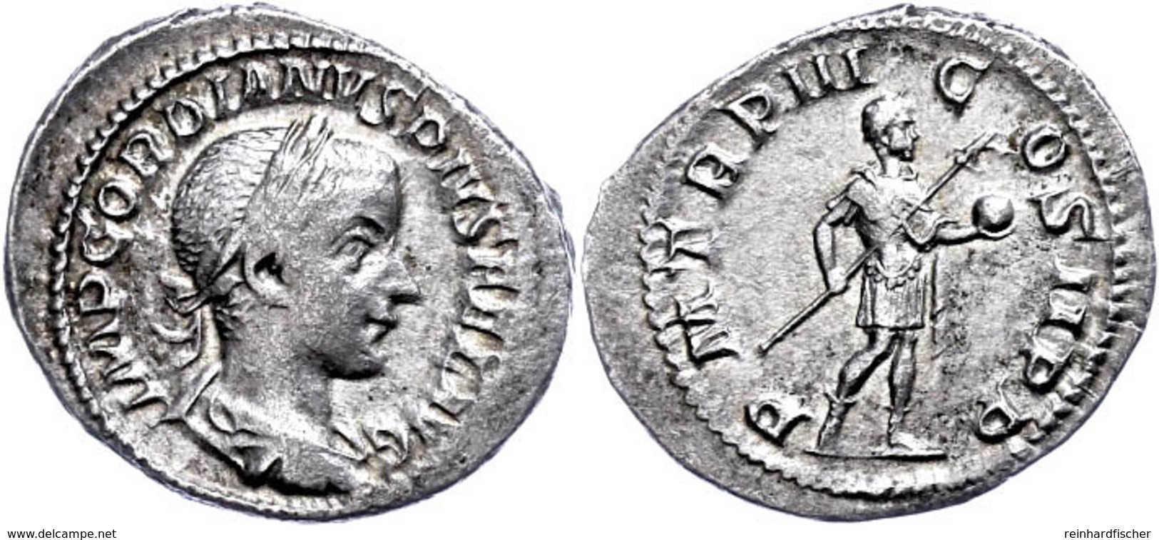 Gordianus III., 238-244, Antoninian (3,11g). Av: Büste Nach Rechts, Darum Umschrift. Rev: Stehender Kaiser In Rüstung Na - Autres & Non Classés