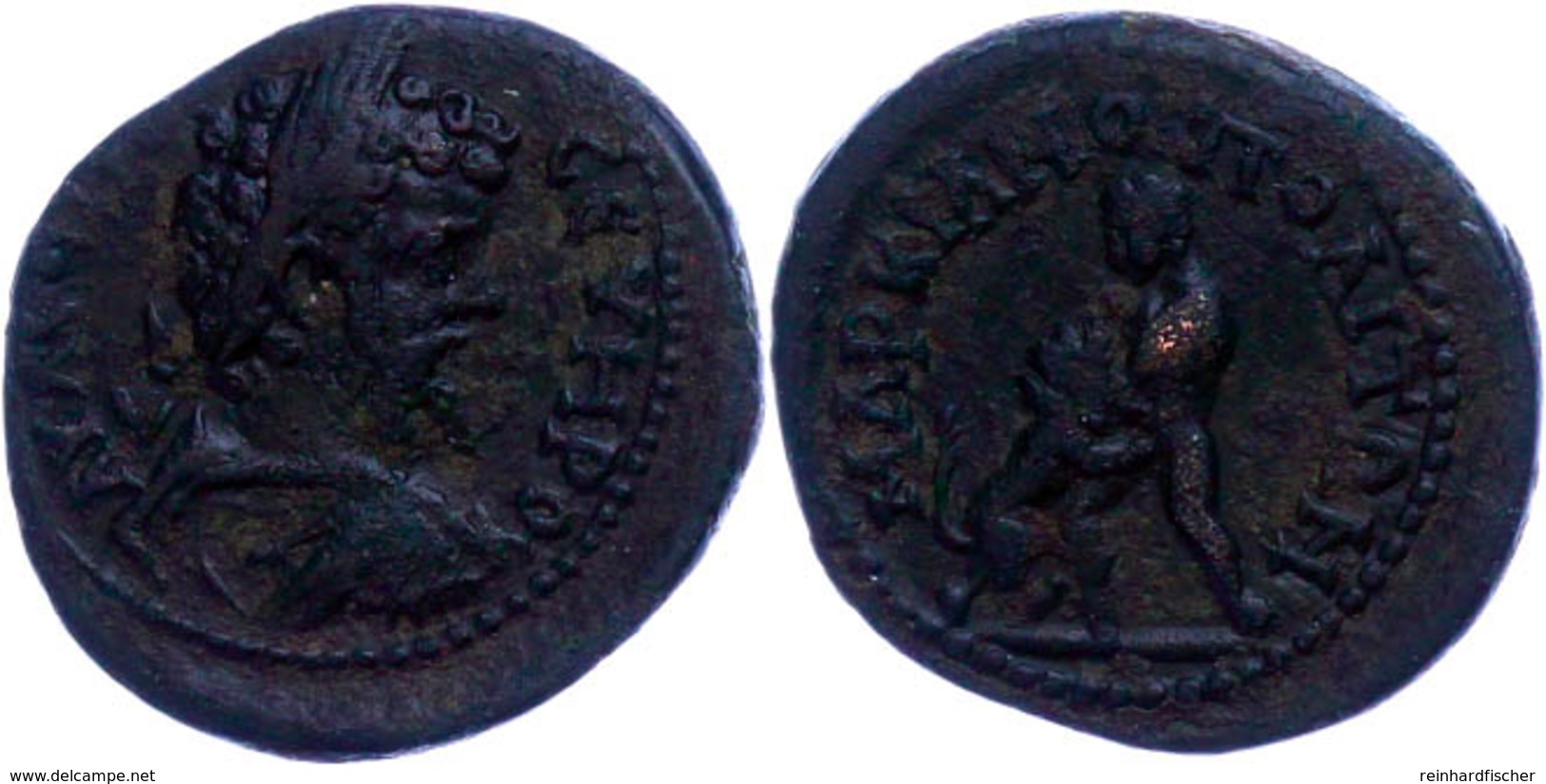 Moesien, Markianopolis, Æ-Diassarion (3,87g), 193-211, Septimius Severus. Av: Büste Nach Rechts, Darum Umschrift. Rev: H - Röm. Provinz