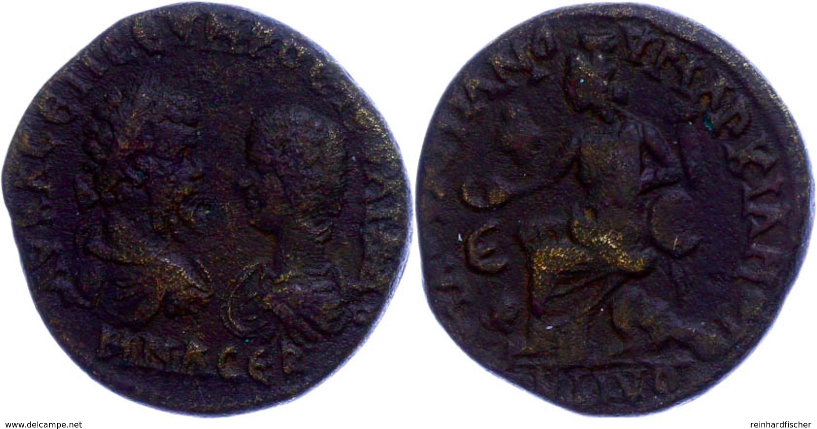 Moesien, Markianopolis, Æ-Pentassarion (11,70g), 193-211, Septimius Severus Und Julia Domna. Av: Beider Büsten Einander  - Röm. Provinz