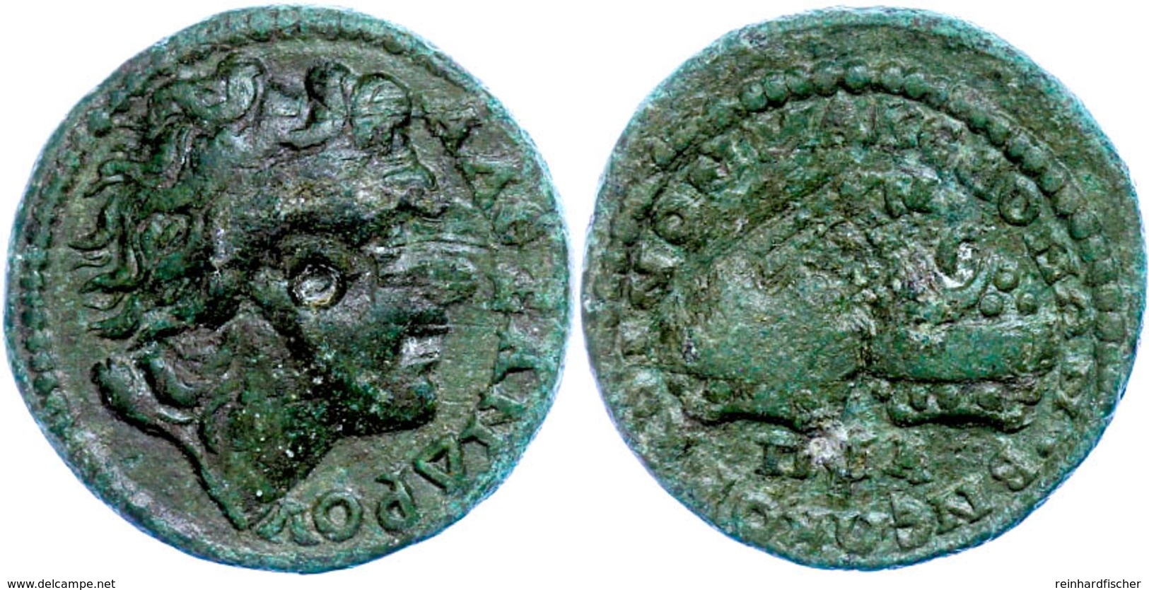 Koinon Der Makedonen, Beroia, Æ-Dissarion (11,20g), 238-244, Zur Zeit Gordianus III.. Av: Alexanderkopf Mit Diadem Nach  - Provincia