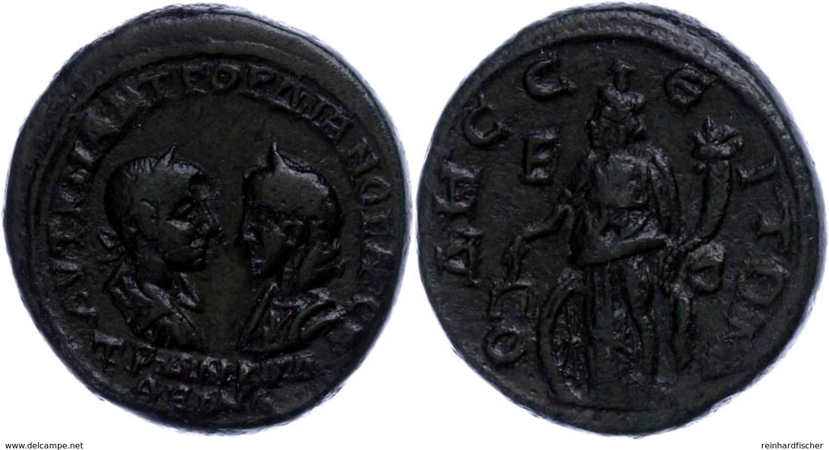 Moesien, Odessos, Æ-Pentassarion (13,58g), 241-244, Gordianus III. Mit Tranquillina. Av: Beider Büsten Einander Gegenübe - Province