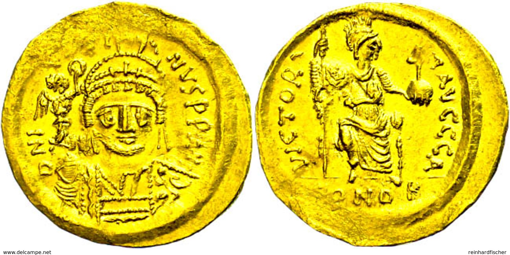 Justinus II., 565-578, Solidus (4,52g), Konstantinopel. Av: Brustbild Mit Victoria Und Schild Von Vorn, Darum Umschrift. - Byzantines