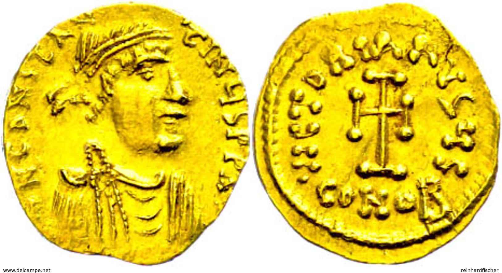 Constans II., 641-688, Tremissis (1,44g), Konstantinopel. Av: Büste Nach Rechts, Darum Umschrift. Rev: Kreuz, Darum Umsc - Bizantine
