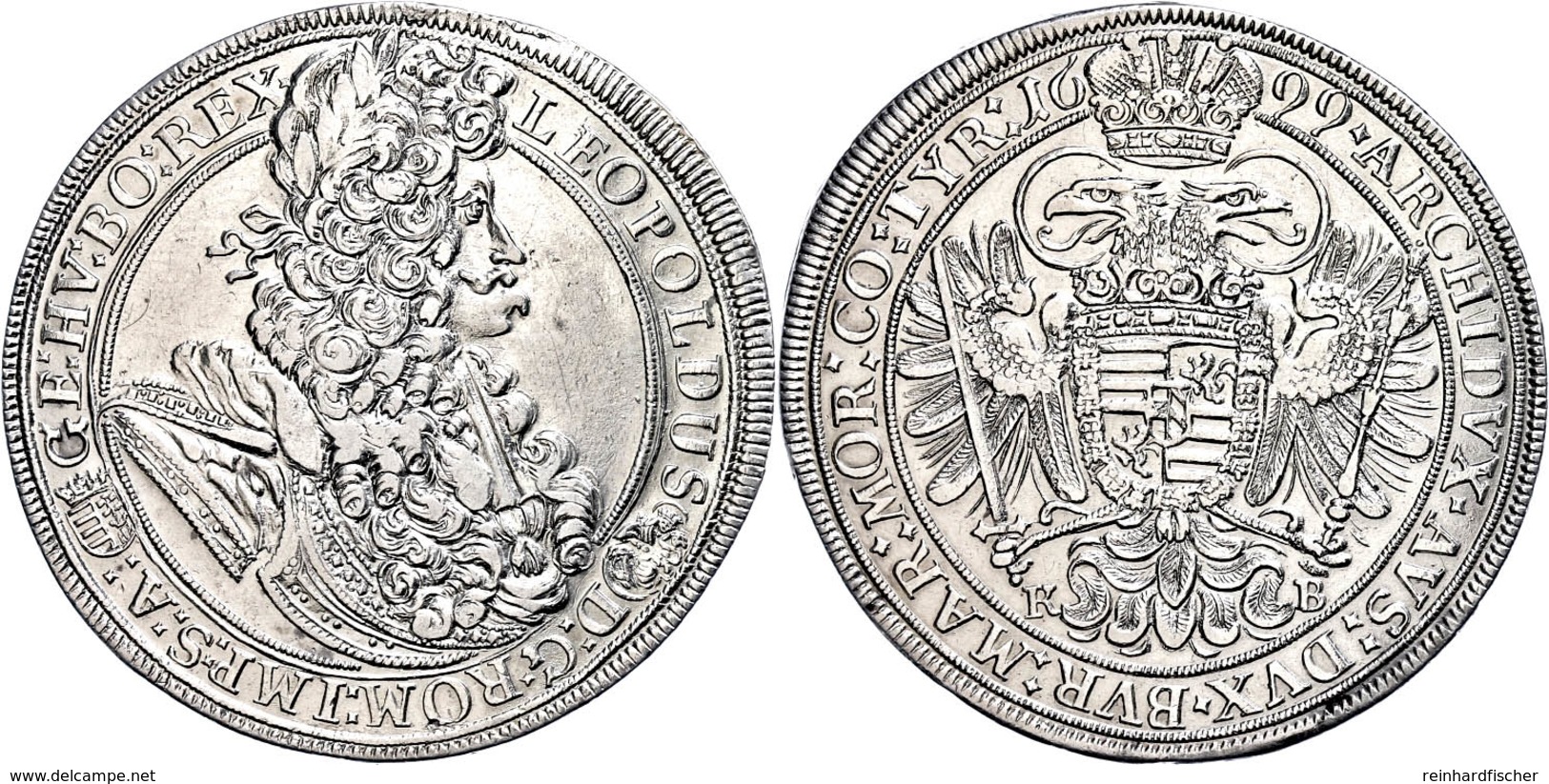 Taler, Leopold I., 1699 KB-Kremnitz, Herinek 746, Dav. 3264, Henkelspur, Gereinigt, Fast Vz. - Austria
