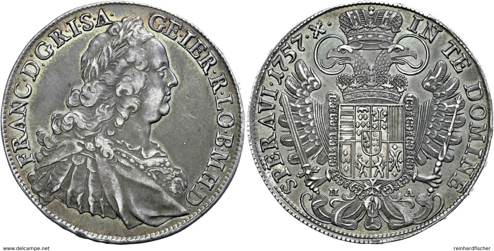 Taler, 1757, Franz I. Stefan, HA, Hall, Dav. 1155, Schöne Patina, Vz+. - Austria