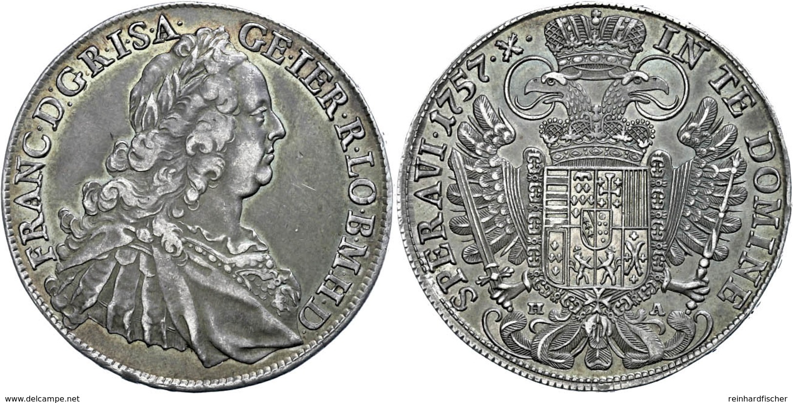 Taler, 1757, Franz I. Stefan, HA, Hall, Dav. 1155, Schöne Patina, Vz+. - Oesterreich