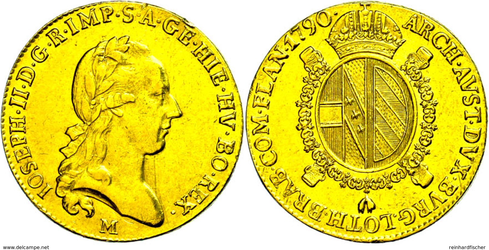 Sovrano, 1790, Joseph II., Mailand, Herinek 111, Kl. Rf., Ss+. - Oesterreich