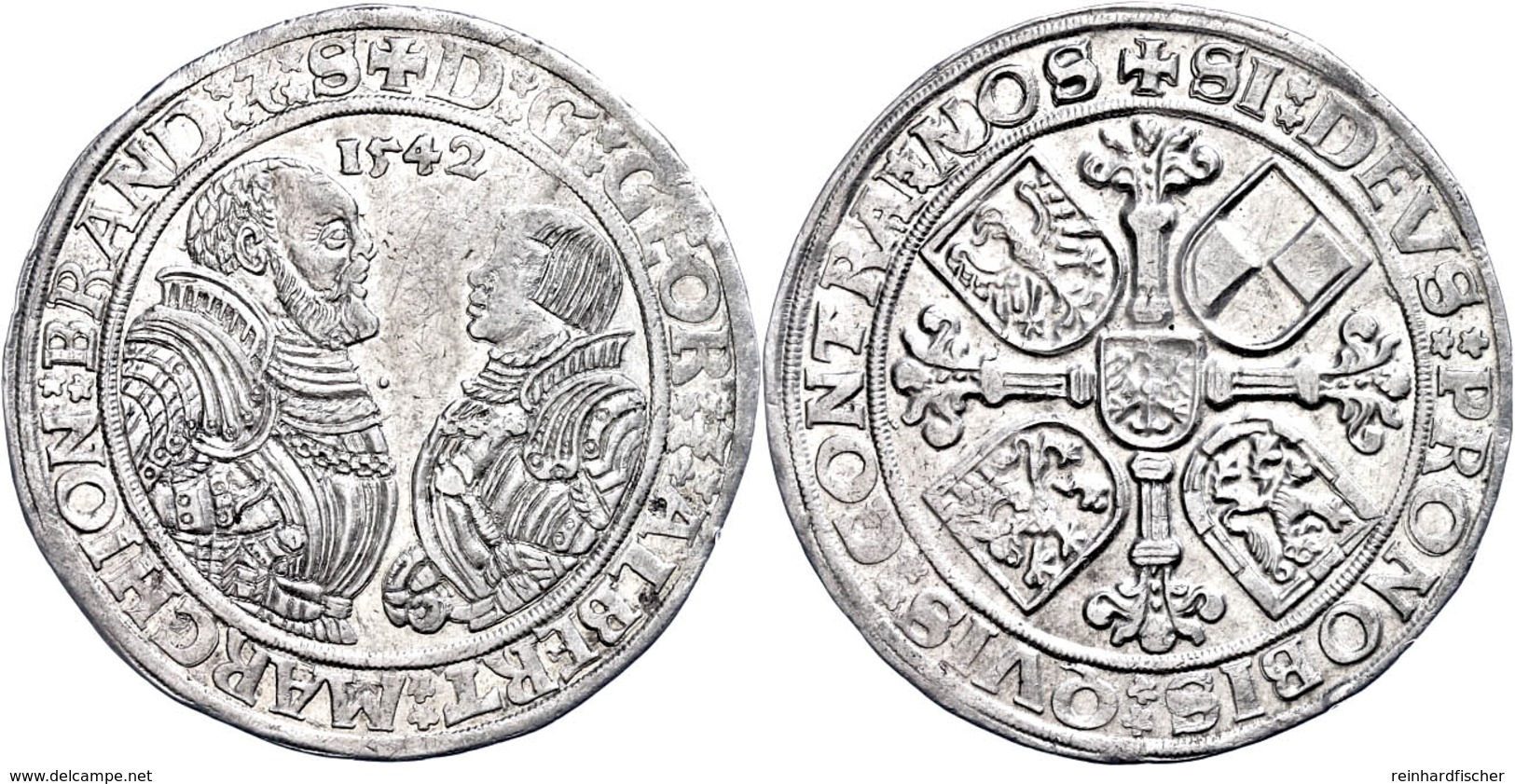 Taler, 1542, Georg Und Albrecht, Dav. 8967, Leichte Prägeschwäche, Gereinigt, Vz.  Vz - Ohne Zuordnung