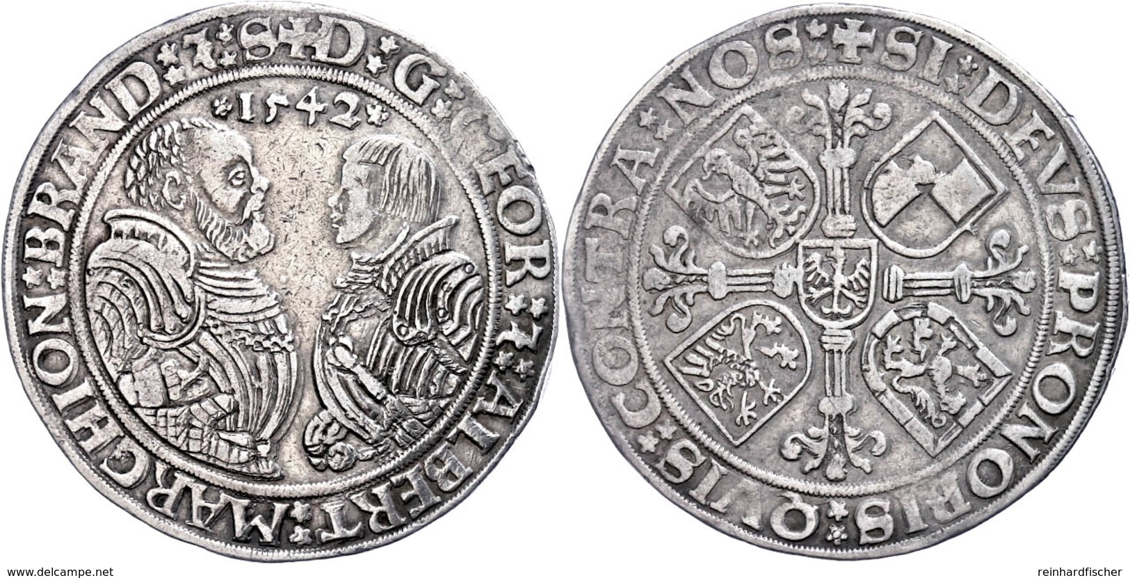 Taler. 1542, Georg Und Albrecht, Schwabach, Dav. 8967, Ss.  Ss - Ohne Zuordnung