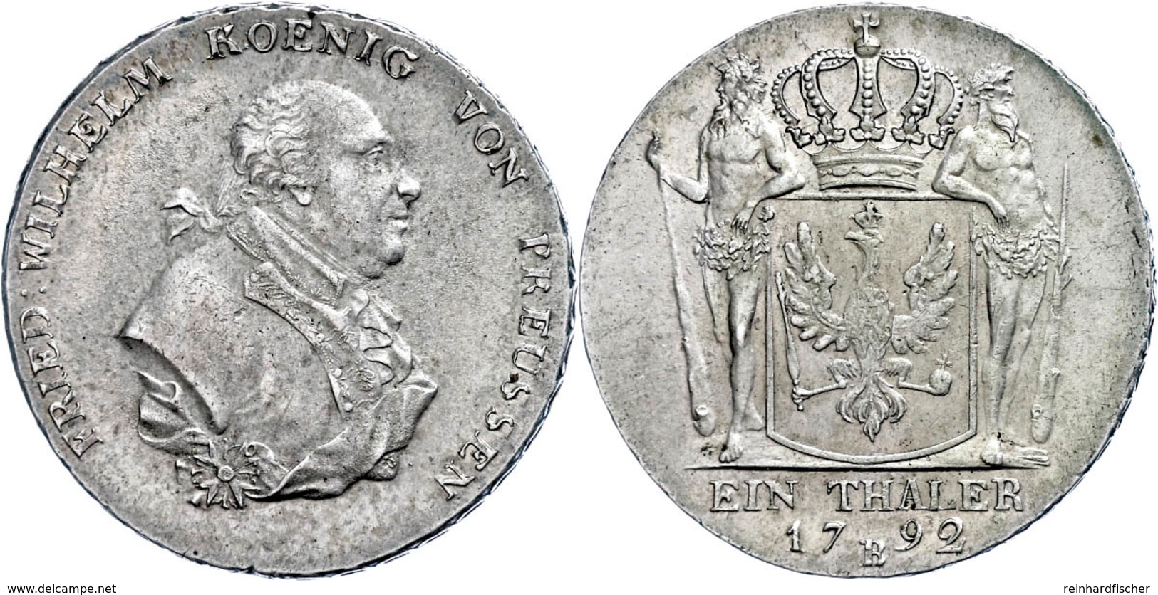 Taler, 1792, B, Friedrich Wilhelm II., Olding 7, Dav. 2599, Wz. Schrötlingsfehler Am Rand, Vz.  Vz - Sonstige & Ohne Zuordnung