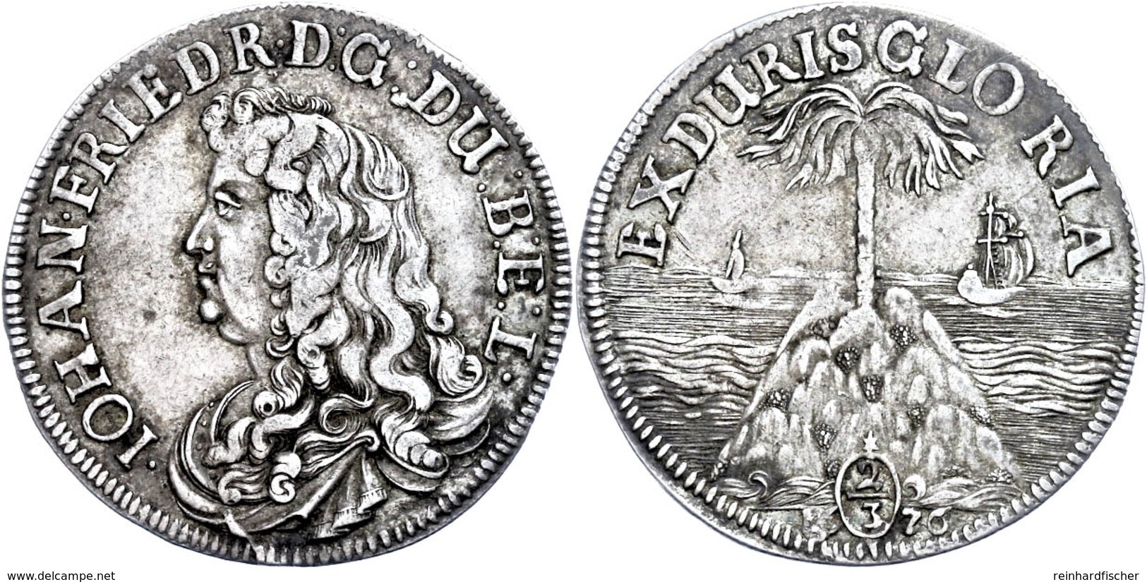 2/3 Taler (Palmbaumgulden), 1676, Johann Friedrich, Dav. 380, Welter 1731, Ss.  Ss - Sonstige & Ohne Zuordnung