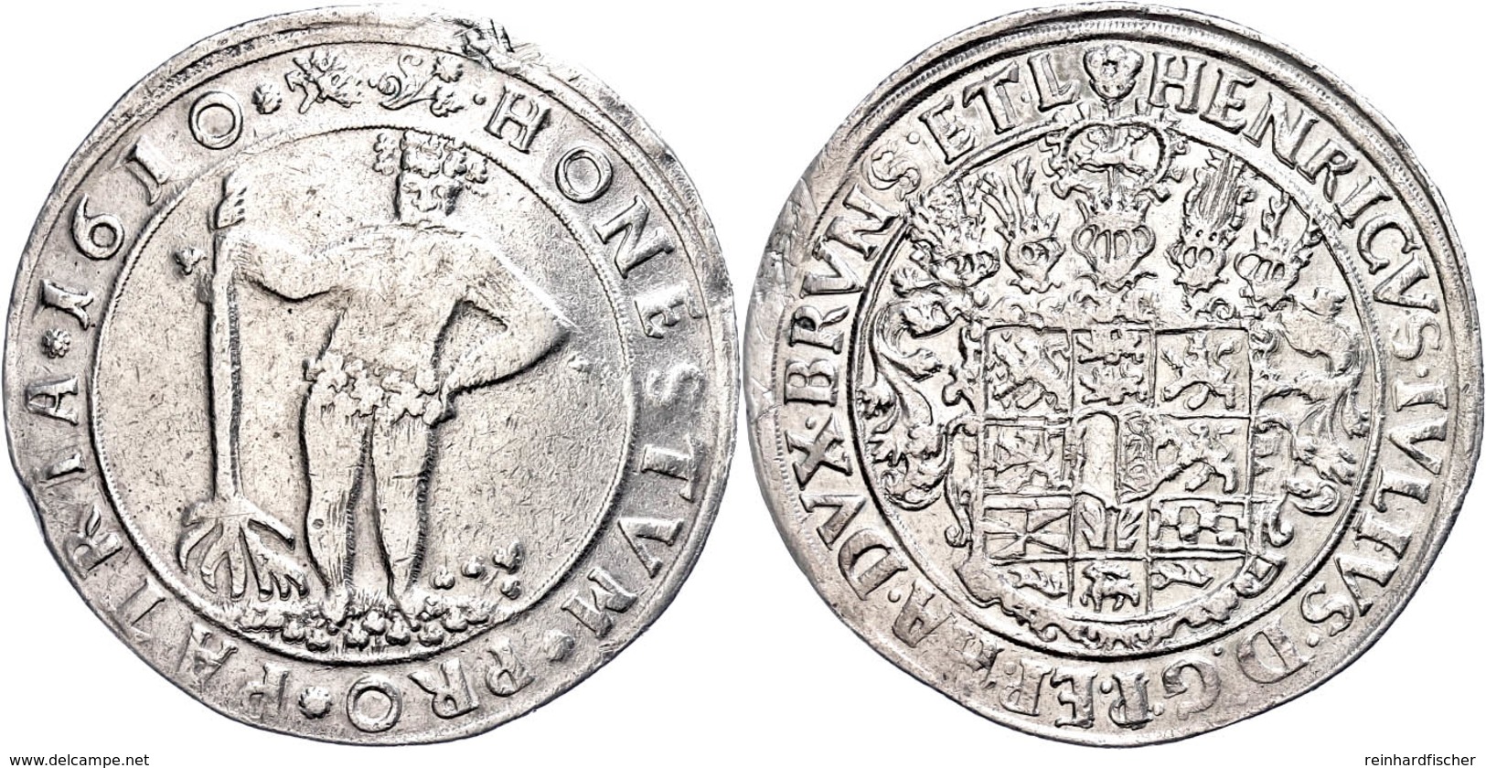 Taler 1610, Heinrich Julius (1589-1613), Zellerfeld. Welter 645 B, Henkelspur, Gereinigt, Ss.  Ss - Otros & Sin Clasificación