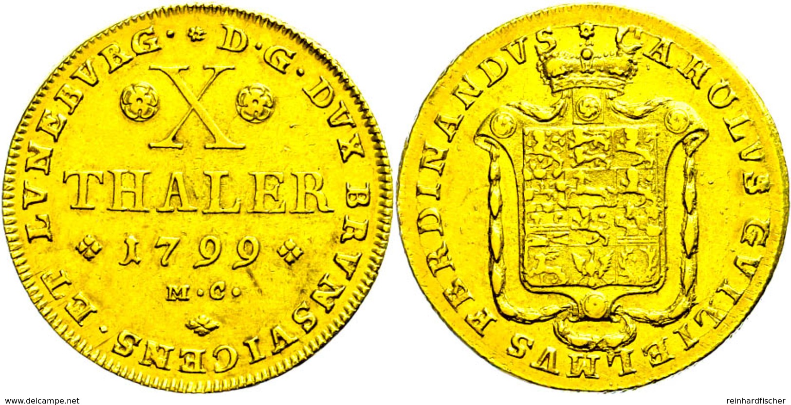 10 Taler, Gold, 1799, Karl Wilhelm Ferdinand, Welter 2894, Fb. 725, Ss-vz.  Ss-vz - Sonstige & Ohne Zuordnung