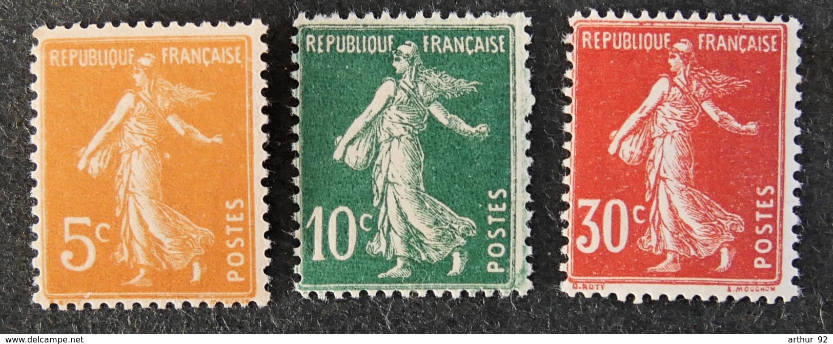 FRANCE - 1921 -semeuse Fond Plein - YT 158 à 160 * - 1906-38 Sower - Cameo