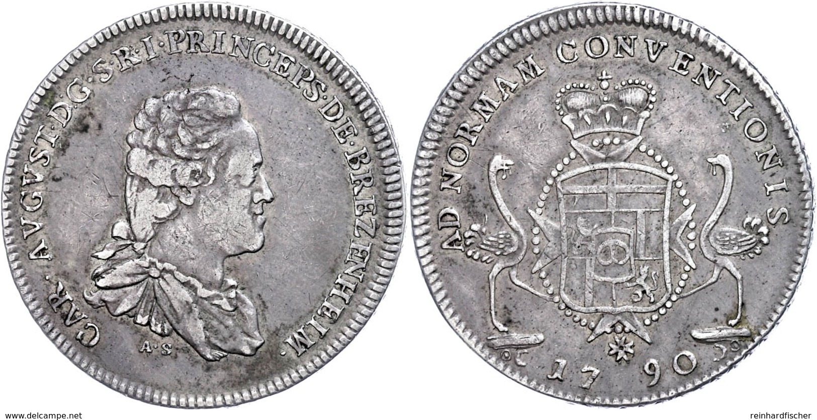 Taler, 1790, Karl August, Mannheim, Dav. 2055, Ss. Selten!  Ss - Sonstige & Ohne Zuordnung