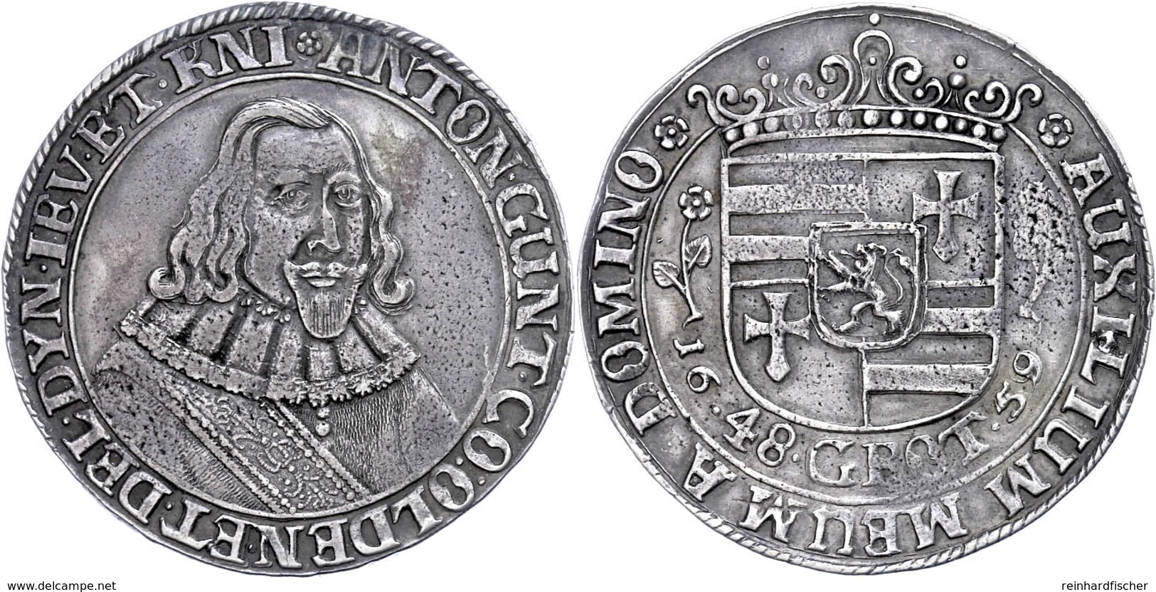 2 Mark (48 Grote), 1659, Anthon Günther, Münzmeister Jürgen Hartmann, Dav. 716/ 7111, Kl. Schrötlingsfehler, Schöne Pati - Altri & Non Classificati