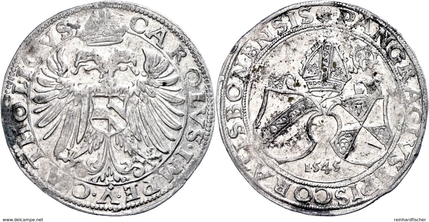 Taler, 1545, Pankraz Von Sinzenhofen, Mit Titel Karl V., Dav. 9680, Kl. Rf., Etwas Belag, Ss-vz.  Ss-vz - Sonstige & Ohne Zuordnung