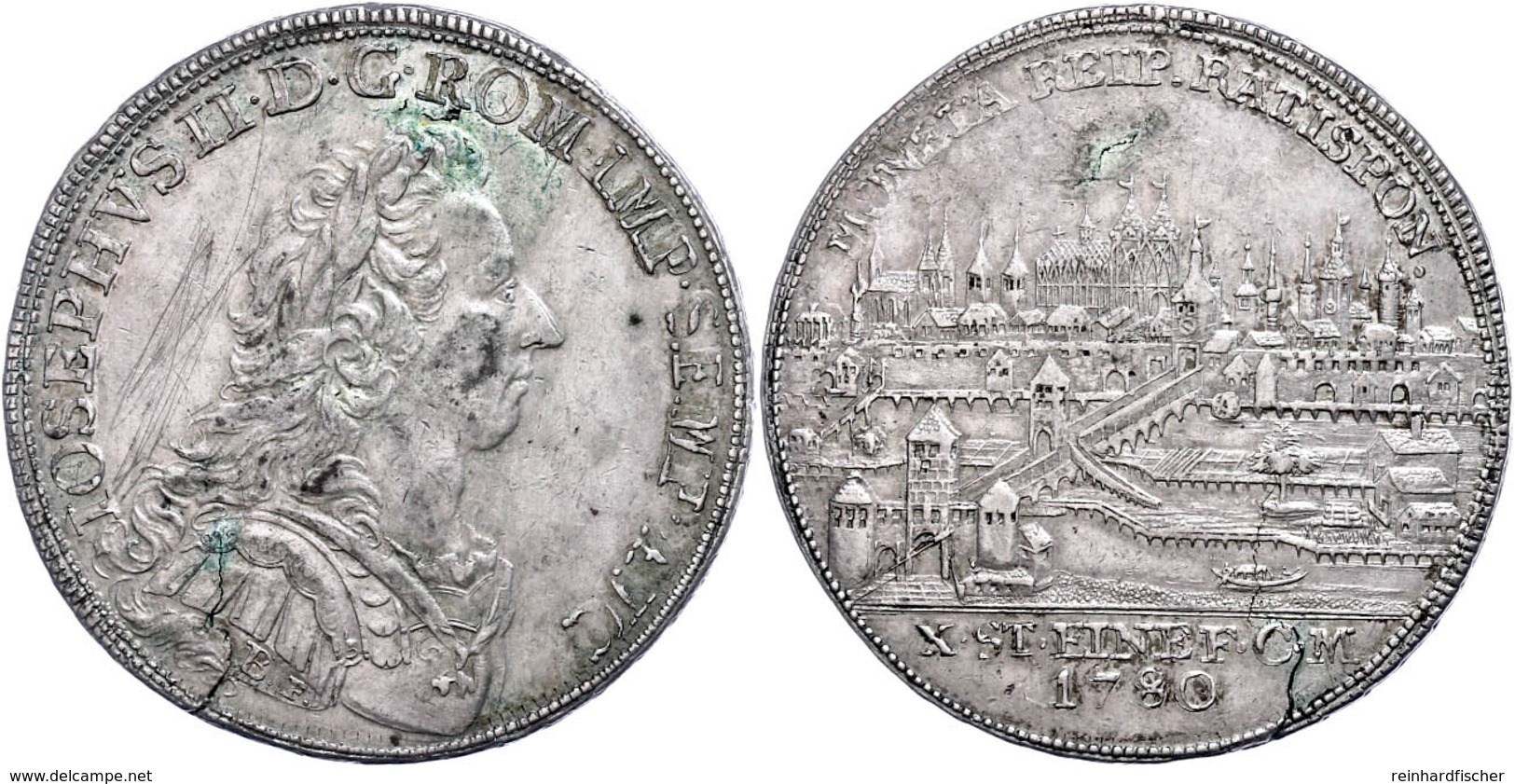 Taler, 1780, Mit Titel Joseph II., Beckenbauer 7116, Dav. 2627, Schrötlingsfehler Und Schrötlingsriss, Berieben, Ss-vz.  - Autres & Non Classés