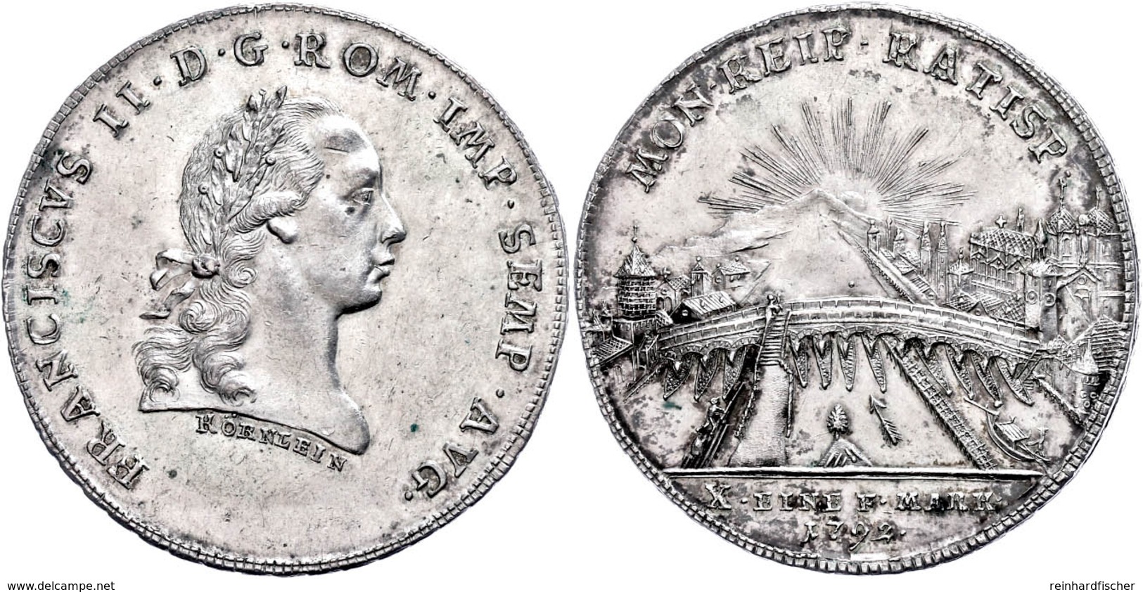 Taler, 1792, Mit Titel Franz II., Dav. 2632, Beckenbauer 7119, Kl. Kr., Vz.  Vz - Altri & Non Classificati