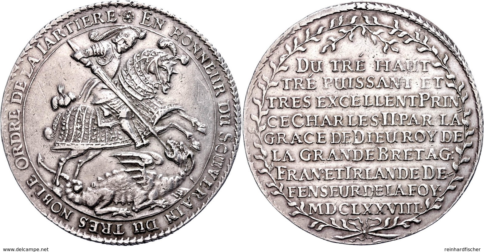 Taler, 1678, Johann Georg II., Zinnaischer Fuß, Auf Die Verleihung Des Hosenbandordens Und Das St.-Georg-Ordensfest, Dav - Autres & Non Classés