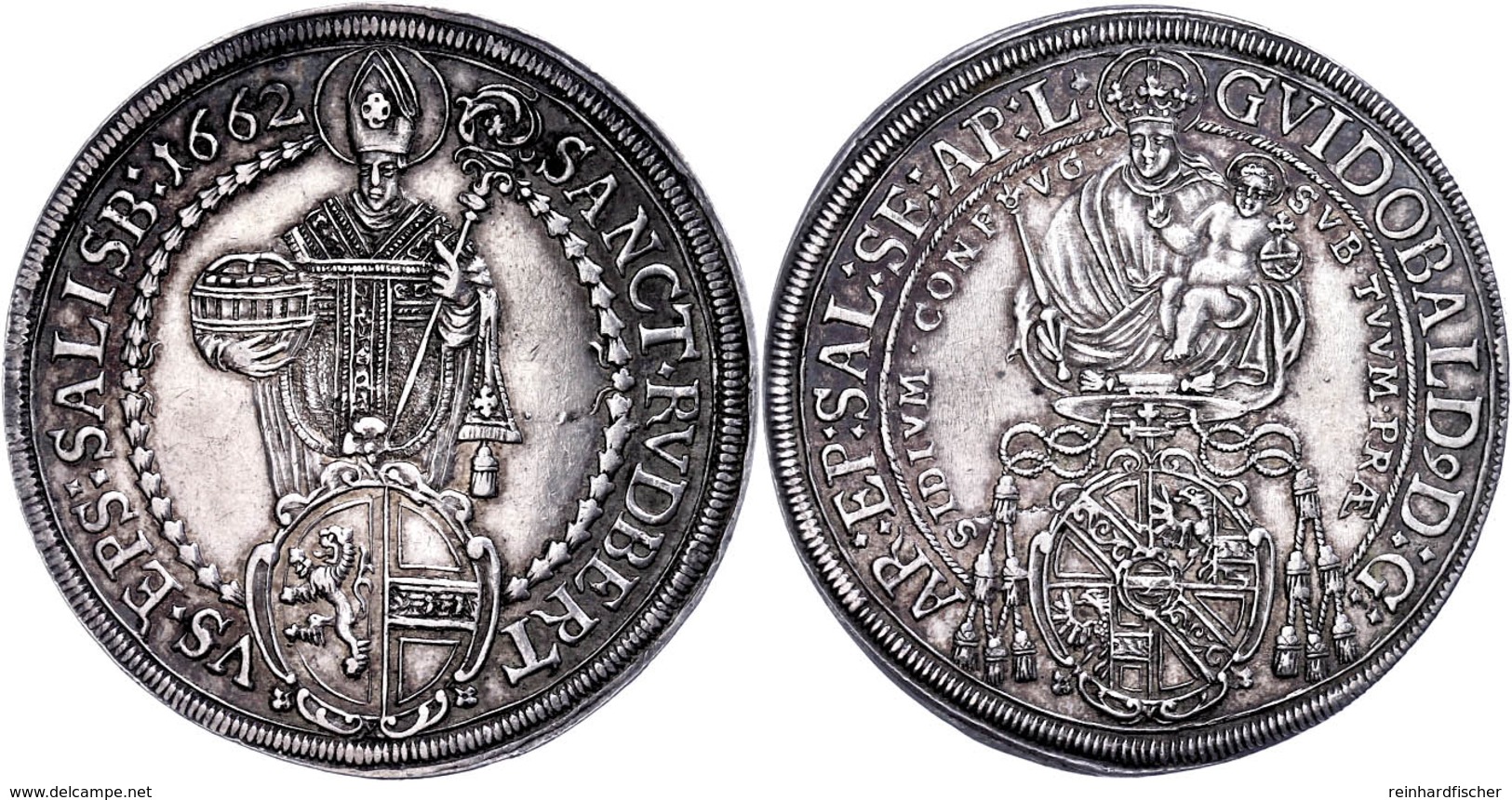 Taler, 1662, Guidobald Graf Von Thun Und Hohenstein, Zöttl 1800, Dav. 3508, Kl. Kr., Felder Teilweise Bearbeitet, Vz.  V - Sonstige & Ohne Zuordnung