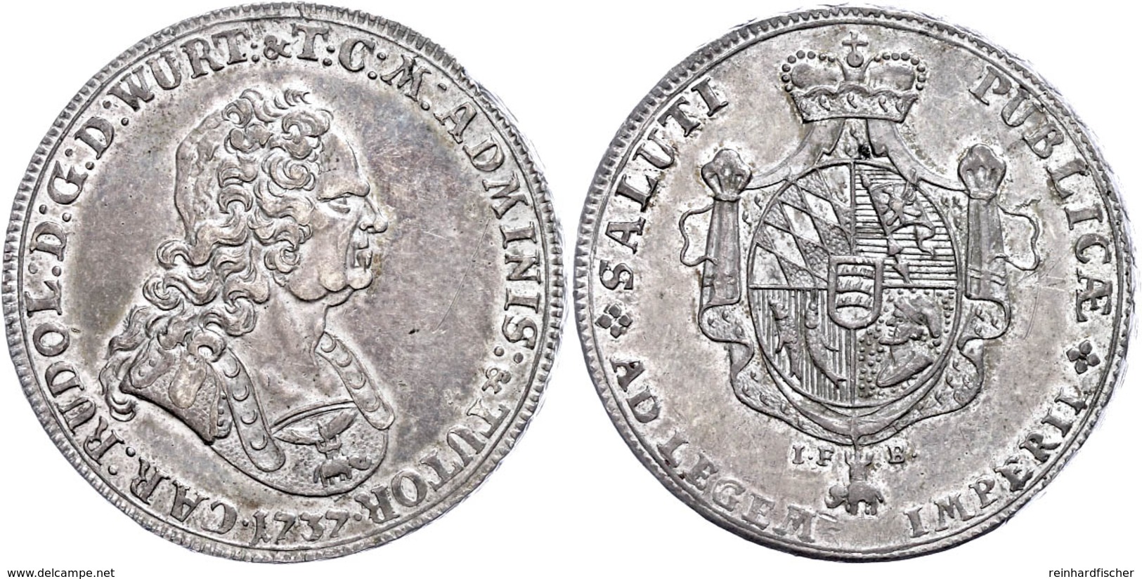 Taler, 1737, Karl Rudolf, Münzmeister Johann Friedrich Breuer, Ebner 14, Dav. 2851, Kratzer, Rändelungsfehler, Ss-vz.  S - Sonstige & Ohne Zuordnung