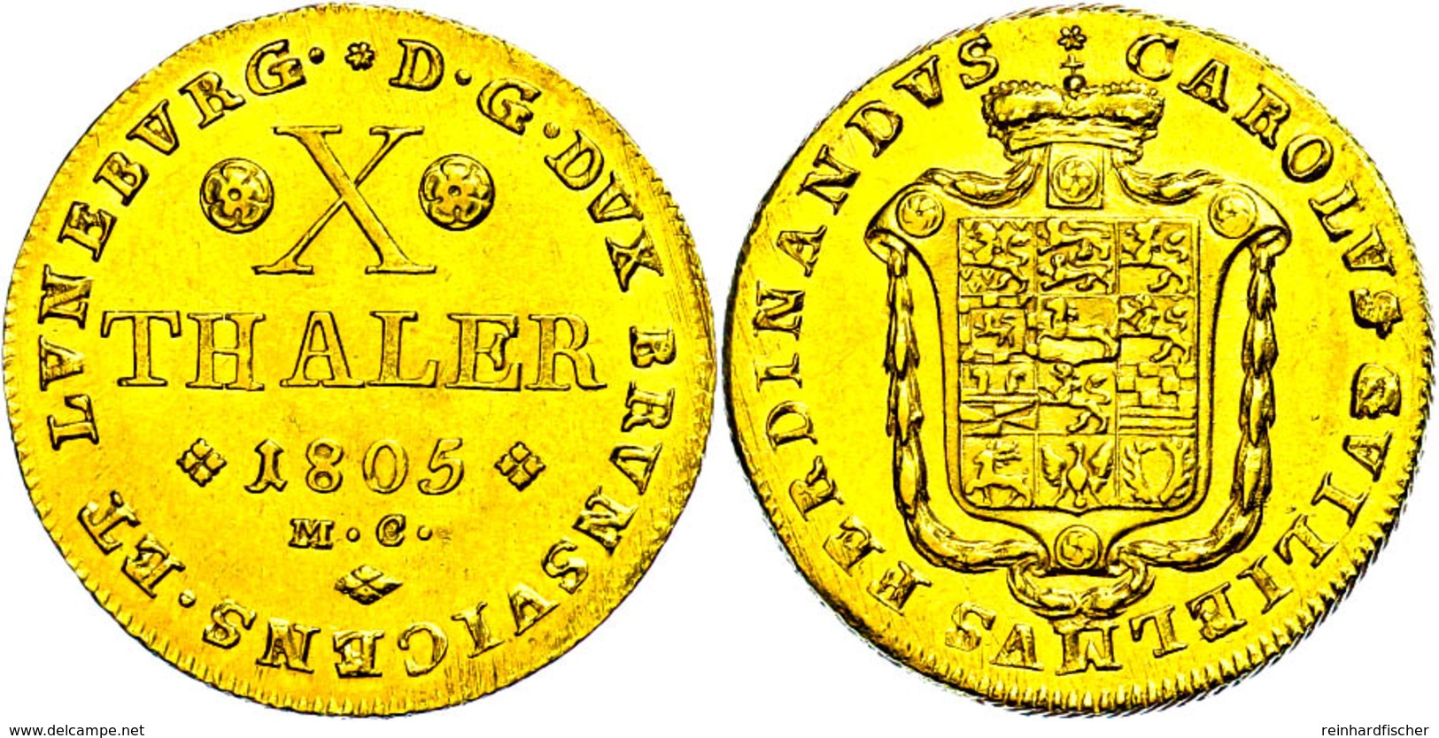 10 Taler, Gold, 1805,  M.C., Karl Wilhelm Ferdinand, Fb. 725, Vz+. - Sonstige & Ohne Zuordnung