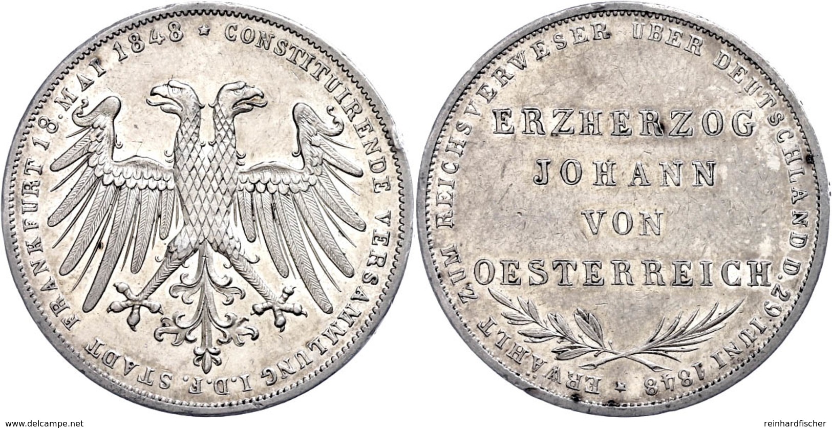 Doppelgulden, 1848, Erzherzog Johann Von Österreich, AKS 39, J. 46, Randfehler, Vz.  Vz - Other & Unclassified