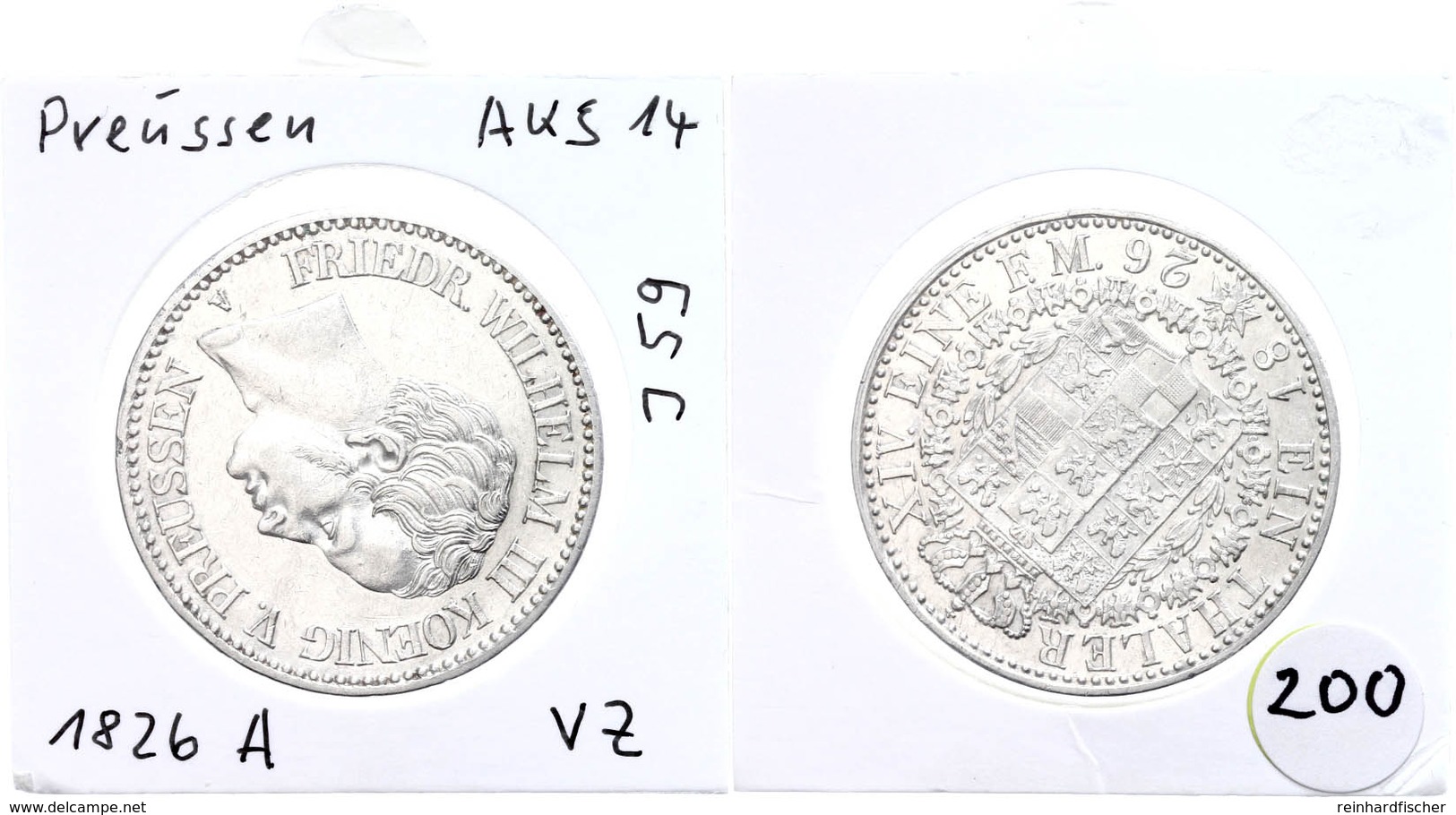 Taler, 1826, A, Friedrich Wilhelm III., AKS 14, J. 60, Kl. Rf., F. Vz., Katalog: J.60 - Other & Unclassified