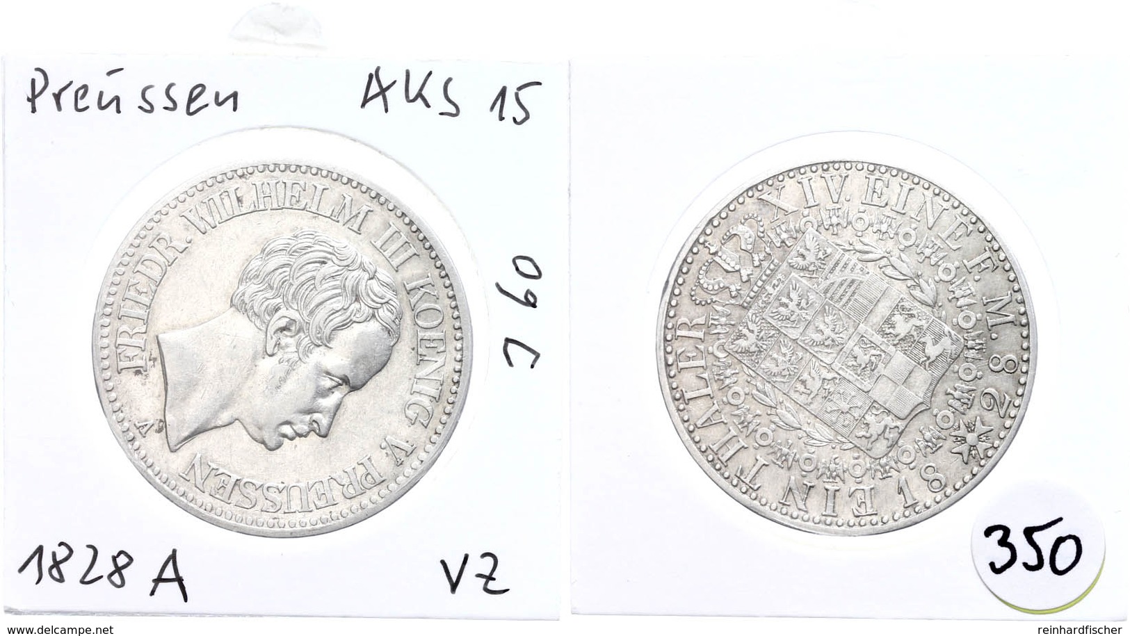 Taler, 1828, A, Friedrich Wilhelm III., AKS 15, J. 60, Wz. Rf., F. Vz., Katalog: J.60 - Sonstige & Ohne Zuordnung