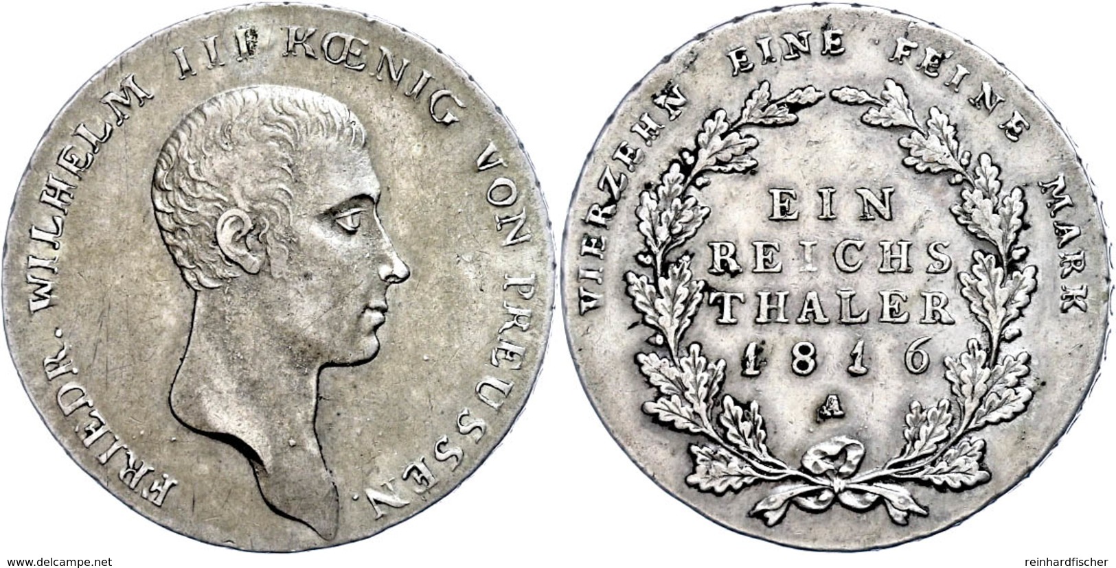 Taler, 1816, A, Friedrich Wilhelm III., AKS 11, J. 33, Ss+. - Sonstige & Ohne Zuordnung