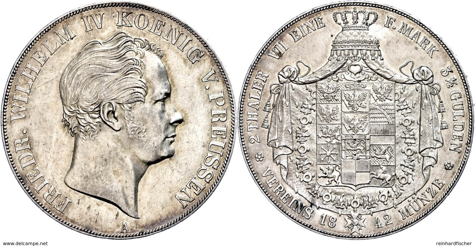 Doppeltaler, 1842, Friedrich Wilhelm IV., AKS 69, Vz.  Vz - Sonstige & Ohne Zuordnung