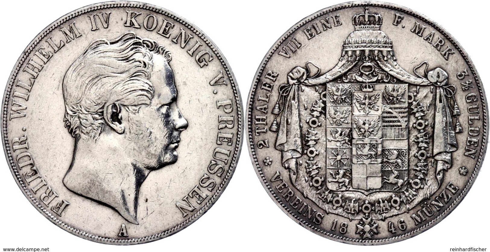 Doppeltaler, 1846, Friedrich Wilhelm IV., AKS 69, Kl. Rf. Und Kr., Ss.  Ss - Sonstige & Ohne Zuordnung