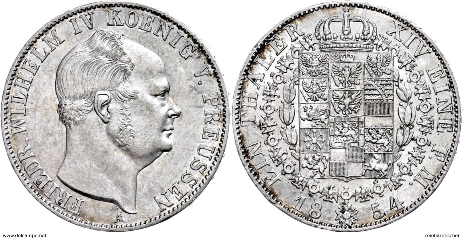 Taler, 1854, Friedrich Wilhelm IV., AKS 76, J. 80, Wz. Rf., Vz.  Vz - Sonstige & Ohne Zuordnung