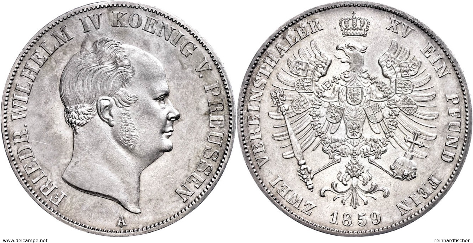 Doppeltaler, 1859, Friedrich Wilhelm IV., AKS 71, J. 86, Vz-st.  Vz-st - Sonstige & Ohne Zuordnung