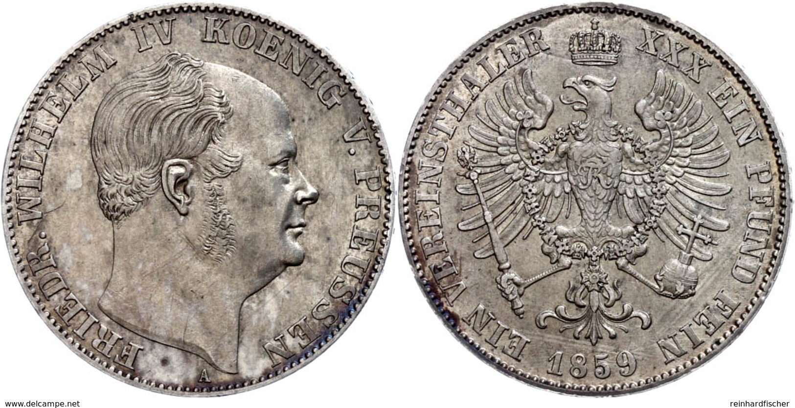 Taler, 1859, Friedrich Wilhelm IV., AKS 78, J. 84, Ss-vz.  Ss-vz - Sonstige & Ohne Zuordnung