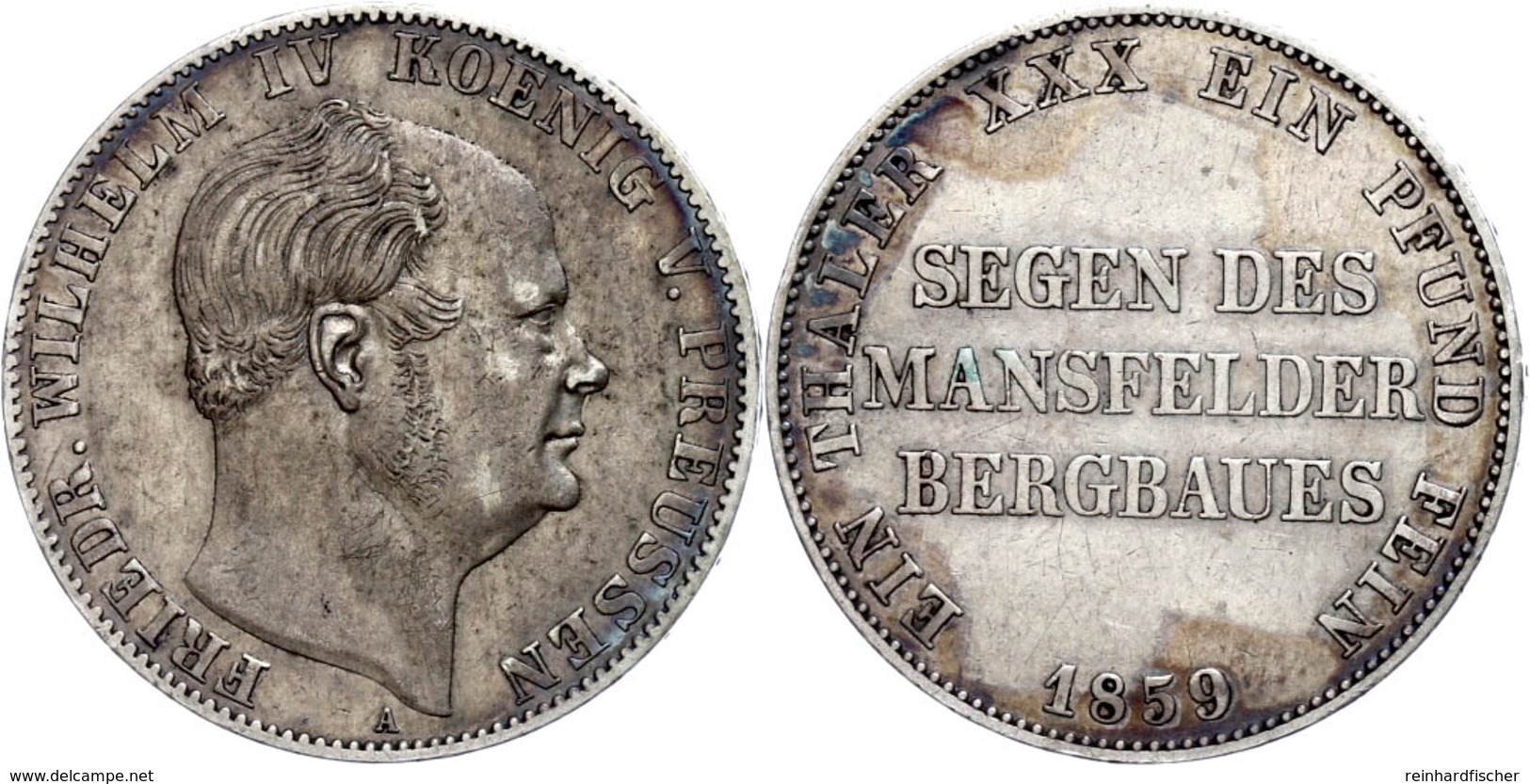 Taler, 1859, Wilhelm IV., AKS 78, J. 84, Kl. Rf., Ss.  Ss - Sonstige & Ohne Zuordnung