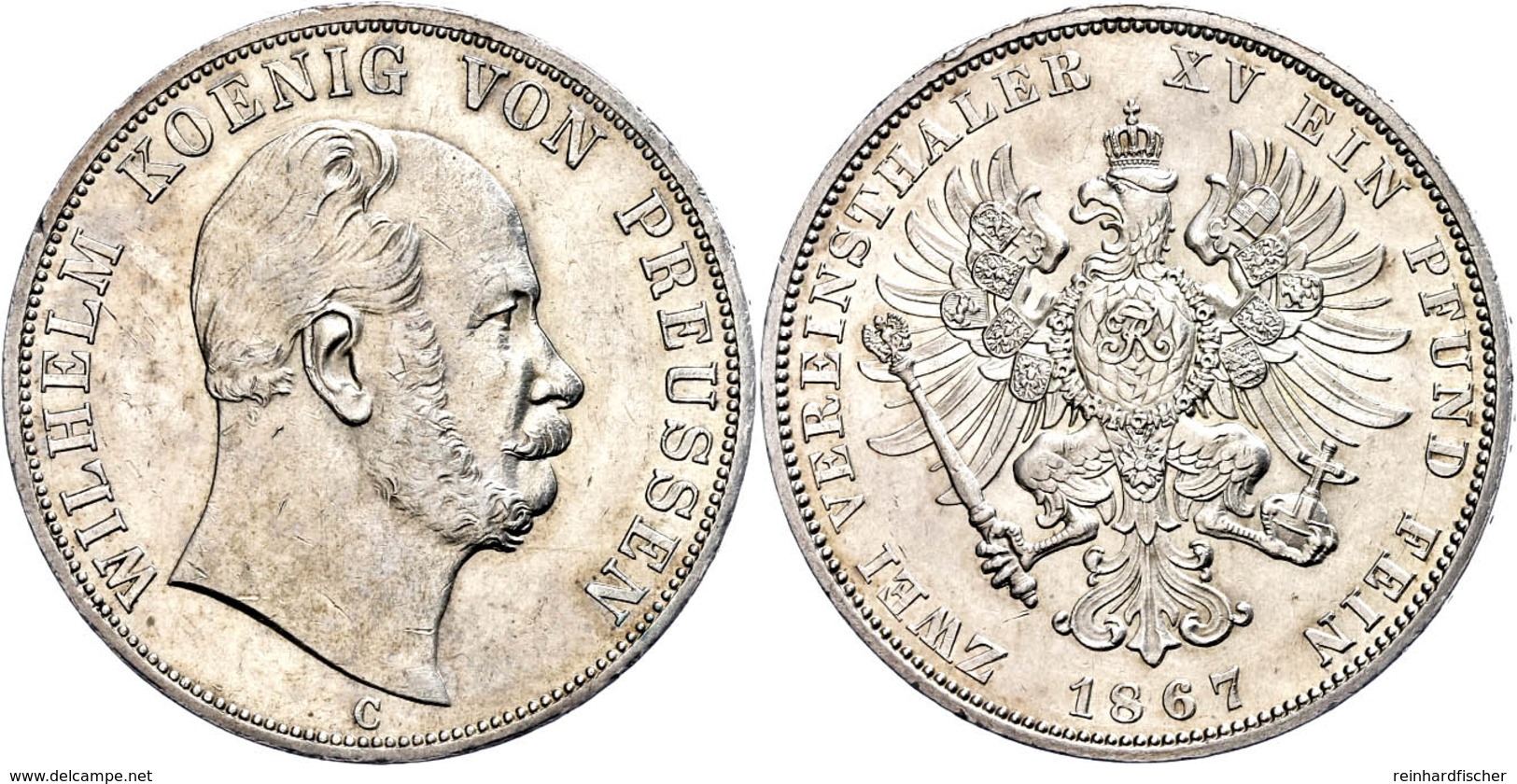 Doppeltaler, 1867, C, Wilhelm I., AKS 96, J. 97, Kratzer, Kl. Rf., Avers Ss-vz, Revers Vz - Sonstige & Ohne Zuordnung