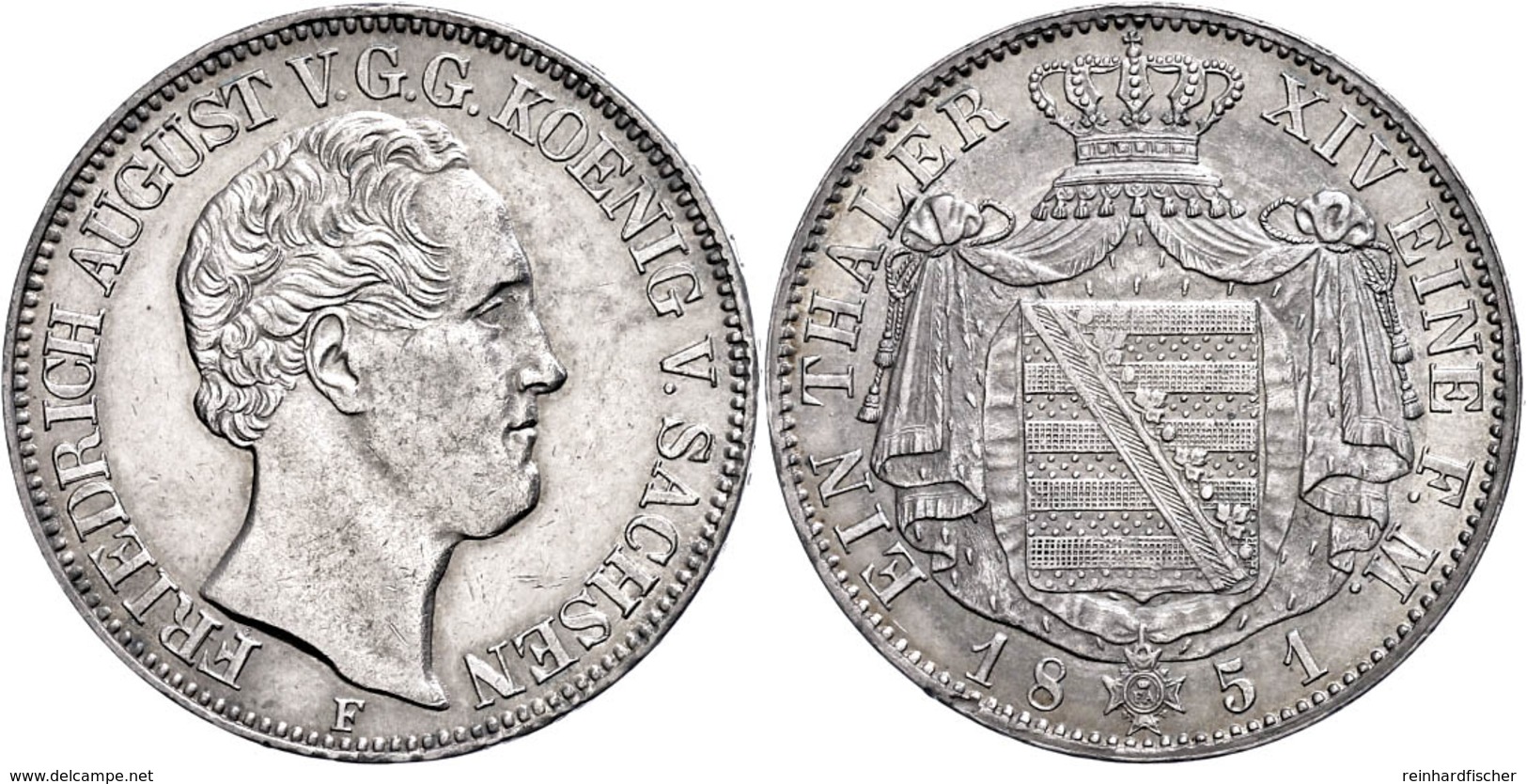 Taler, 1851, Friedrich August II., AKS 101, J. 87, Vz.  Vz - Sonstige & Ohne Zuordnung