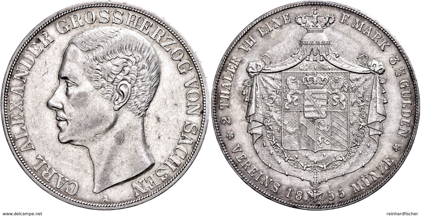 Doppeltaler, 1855, Carl Alexander, AKS 32, J. 536, Wz. Rf., Ss-vz.  Ss-vz - Sonstige & Ohne Zuordnung