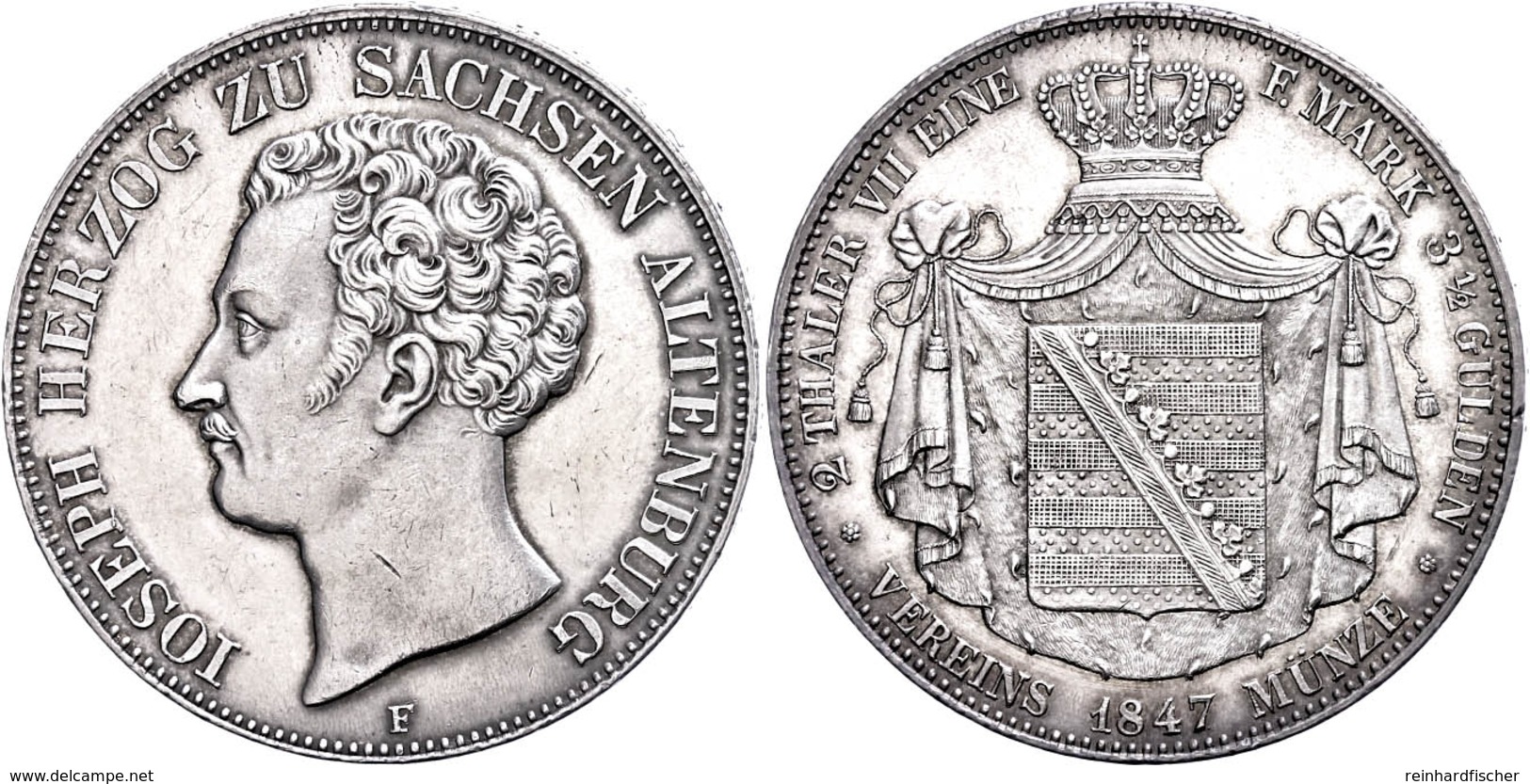 Doppeltaler, 1847, Joseph, AKS 48, J. 108, Kl. Rf., Avers Etwas Berieben, Vz.  Vz - Autres & Non Classés