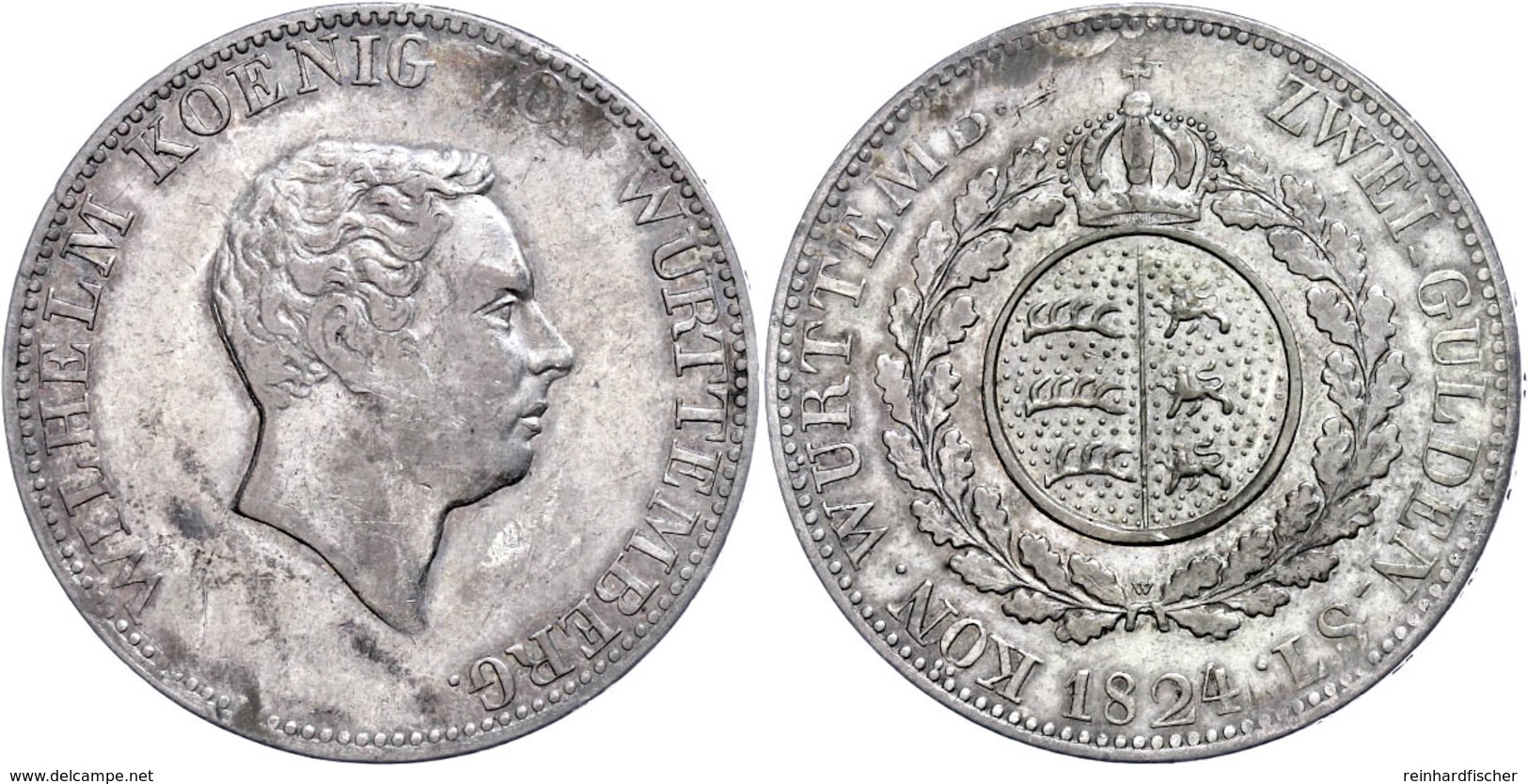 Doppelgulden, 1824, Wilhelm I., AKS 73, J. 49, Ss.  Ss - Sonstige & Ohne Zuordnung