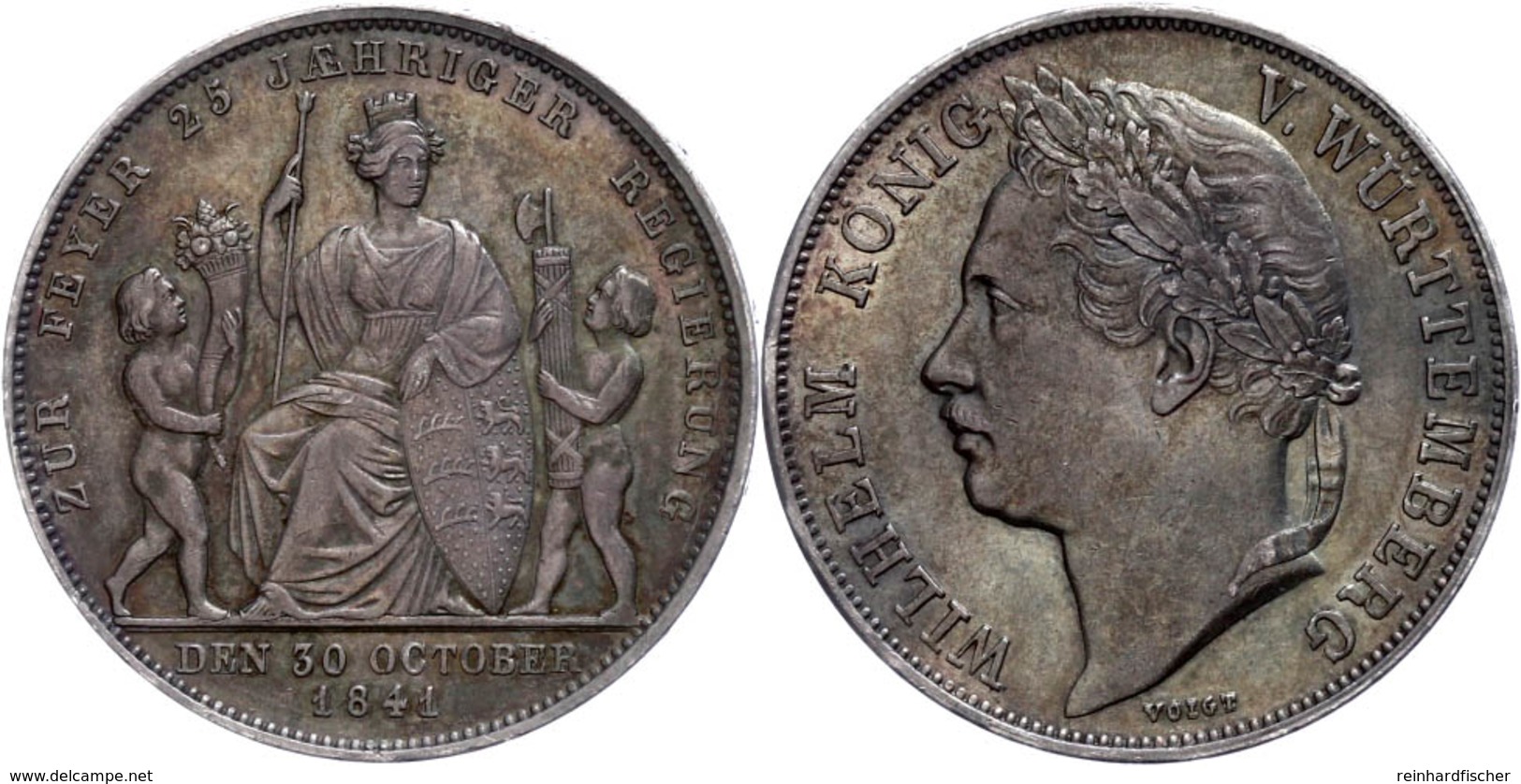 Gulden, 1841, Wilhelm I., AKS 123, Ss+. - Sonstige & Ohne Zuordnung