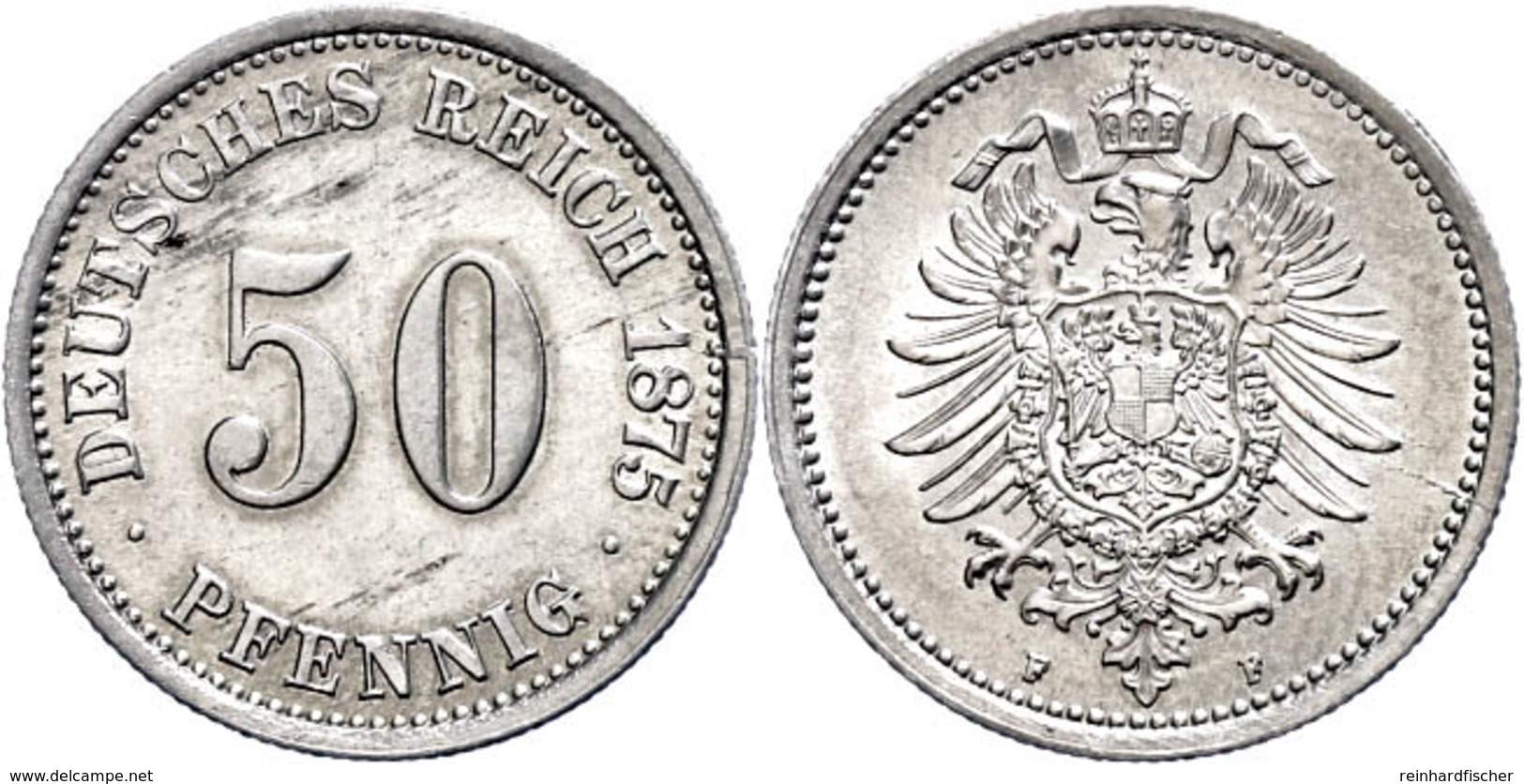 50 Pfennig, 1875, F, Vz-st., Katalog: J.7 Vz-st - Sonstige & Ohne Zuordnung