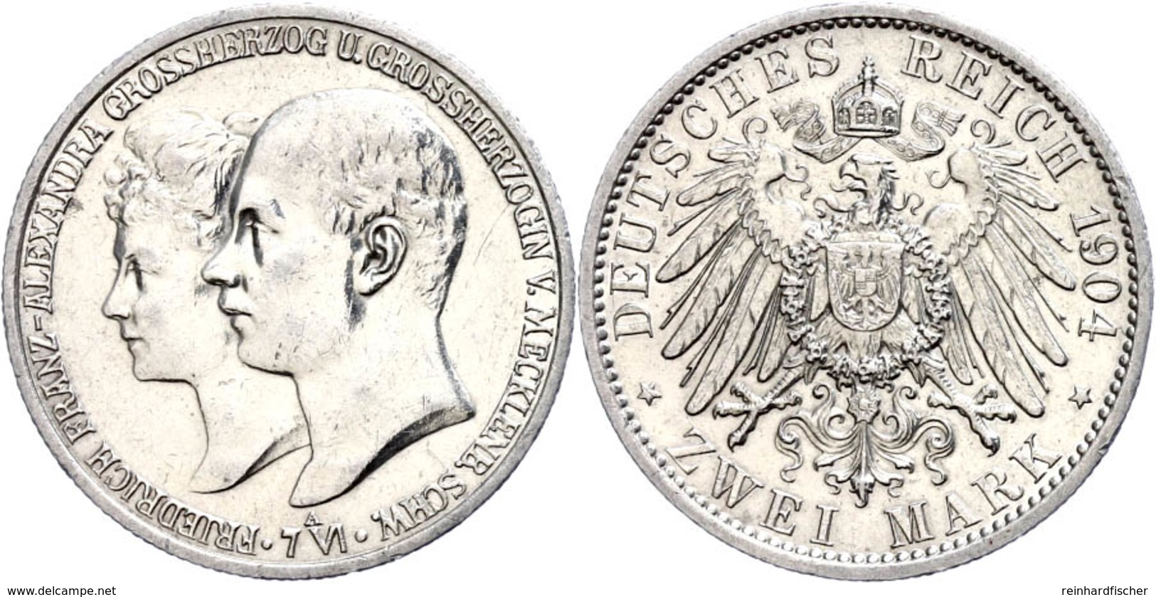 2 Mark, 1904, Friedrich Franz IV., Auf Die Vermählung, Randfehler, Vz, Katalog: J.86 Vz - Sonstige & Ohne Zuordnung