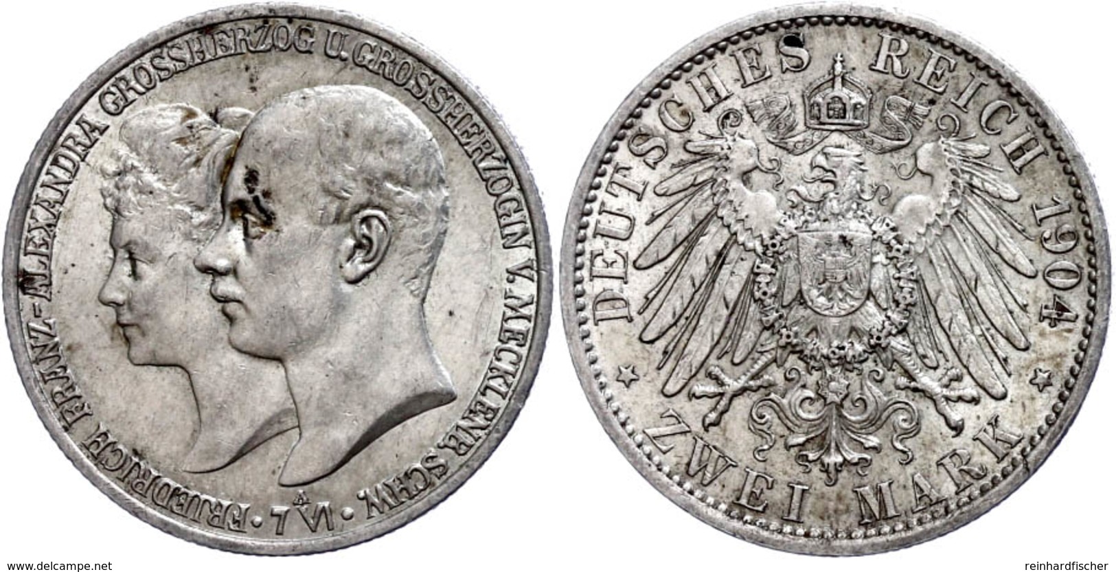 2 Mark, 1904, Friedrich Franz IV., Auf Die Vermählung, Randfehler, Vz., Katalog: J.86 Vz - Sonstige & Ohne Zuordnung