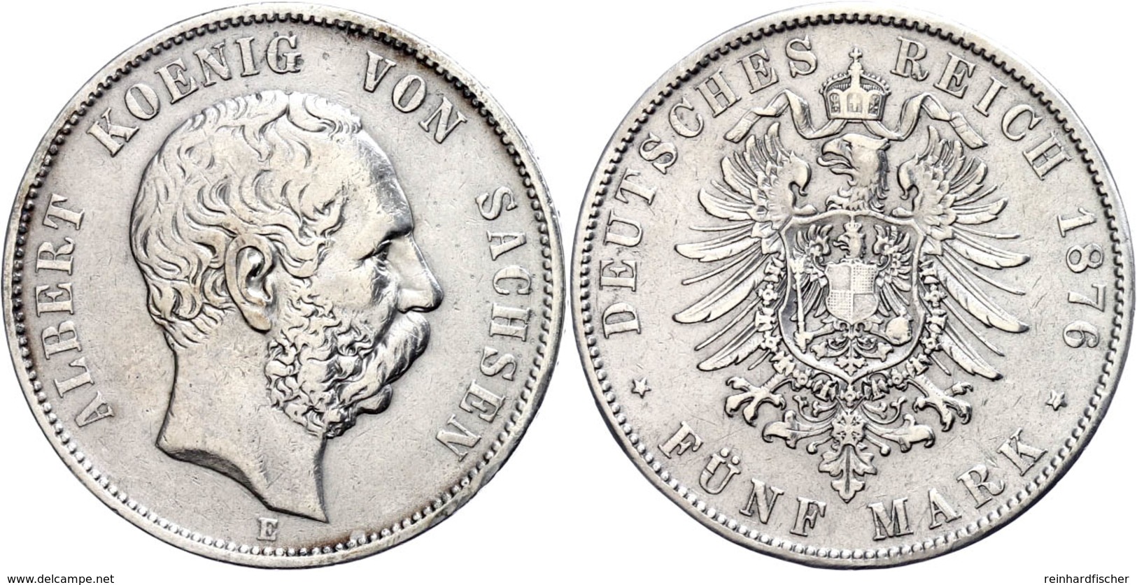 5 Mark, 1876, Albert, Mzz E, Kratzer, Min. Rf, Ss+, Katalog: J.122 Ss - Altri & Non Classificati